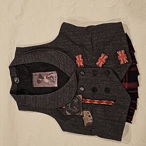Steam punk vest with patches and kilt at the back